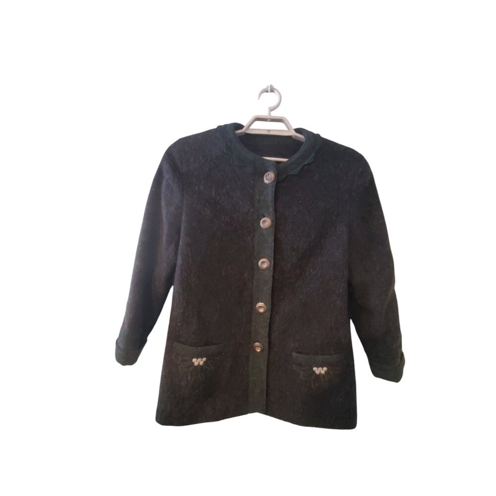 Tofana Collection Country Look jacket womens 40 Boiled wool blend gray green